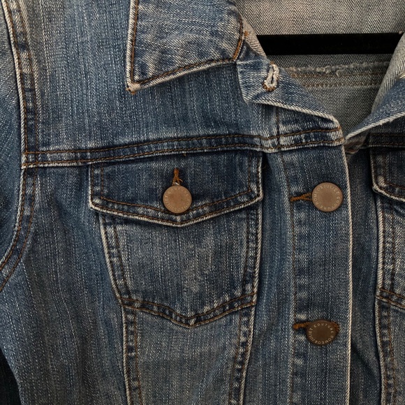 Denim Jacket with White Cotton Lace Details - Picture 2 of 5